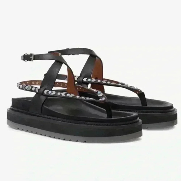 Isabel Marant The Elham Sandal In Black Size 38 EU - Picture 5 of 14